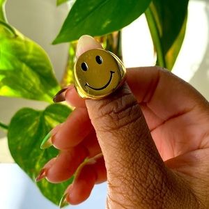 24k Gold Plated Smiley Ring